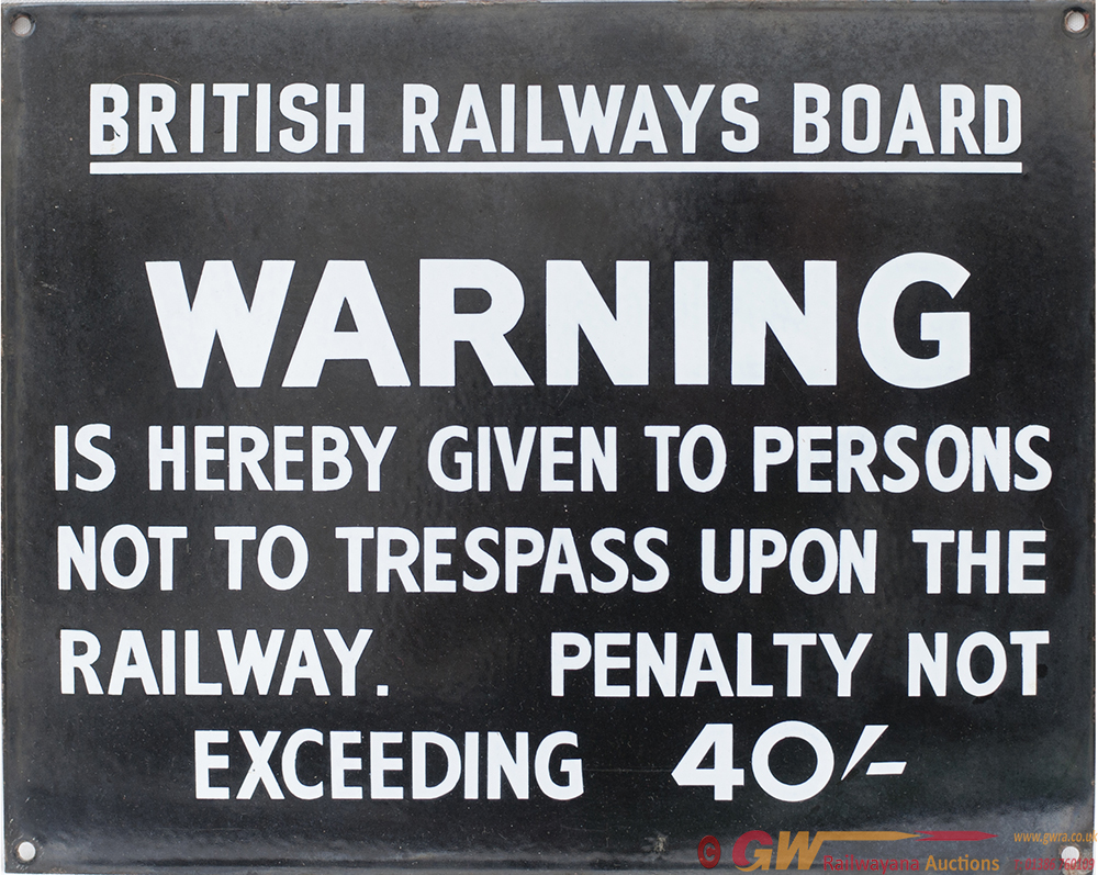 BR Enamel TRESPASS Sign (LMS Pattern) BRITISH - Enamel Signs Railway
